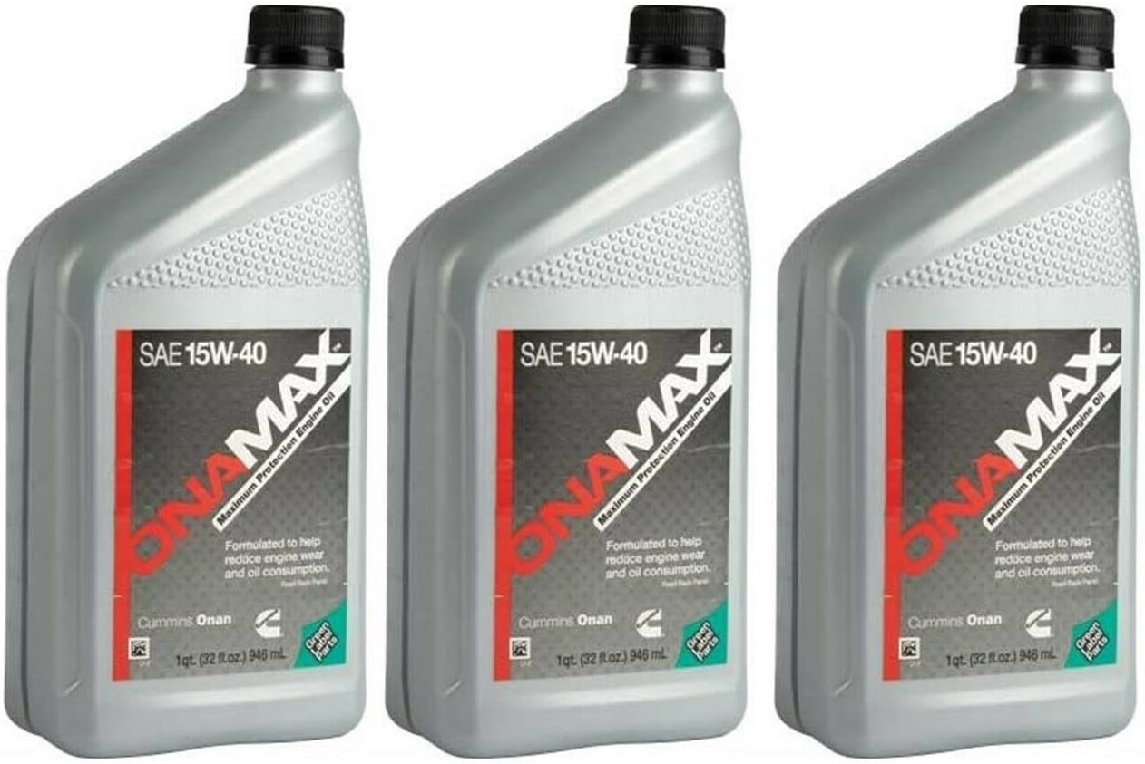 3-Pack Onan SAE 15W-40 Engine Oil – 1 Quart Bottles for Vehicle Specific Fit
