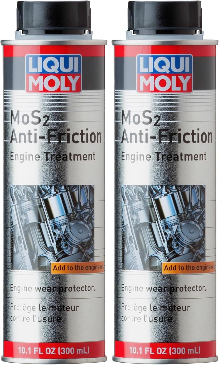 Liqui Moly MoS2 Anti-Friction Engine Treatment | 300 ml | Oil additive Pack of 2