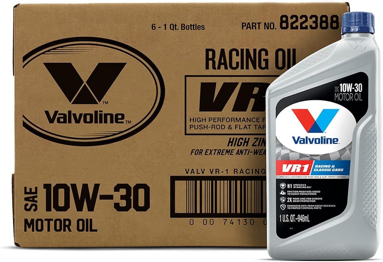 Case of 6 Valvoline VR1 High-Performance Racing Oil SAE 10W30 Motor Oil,1 QT NEW