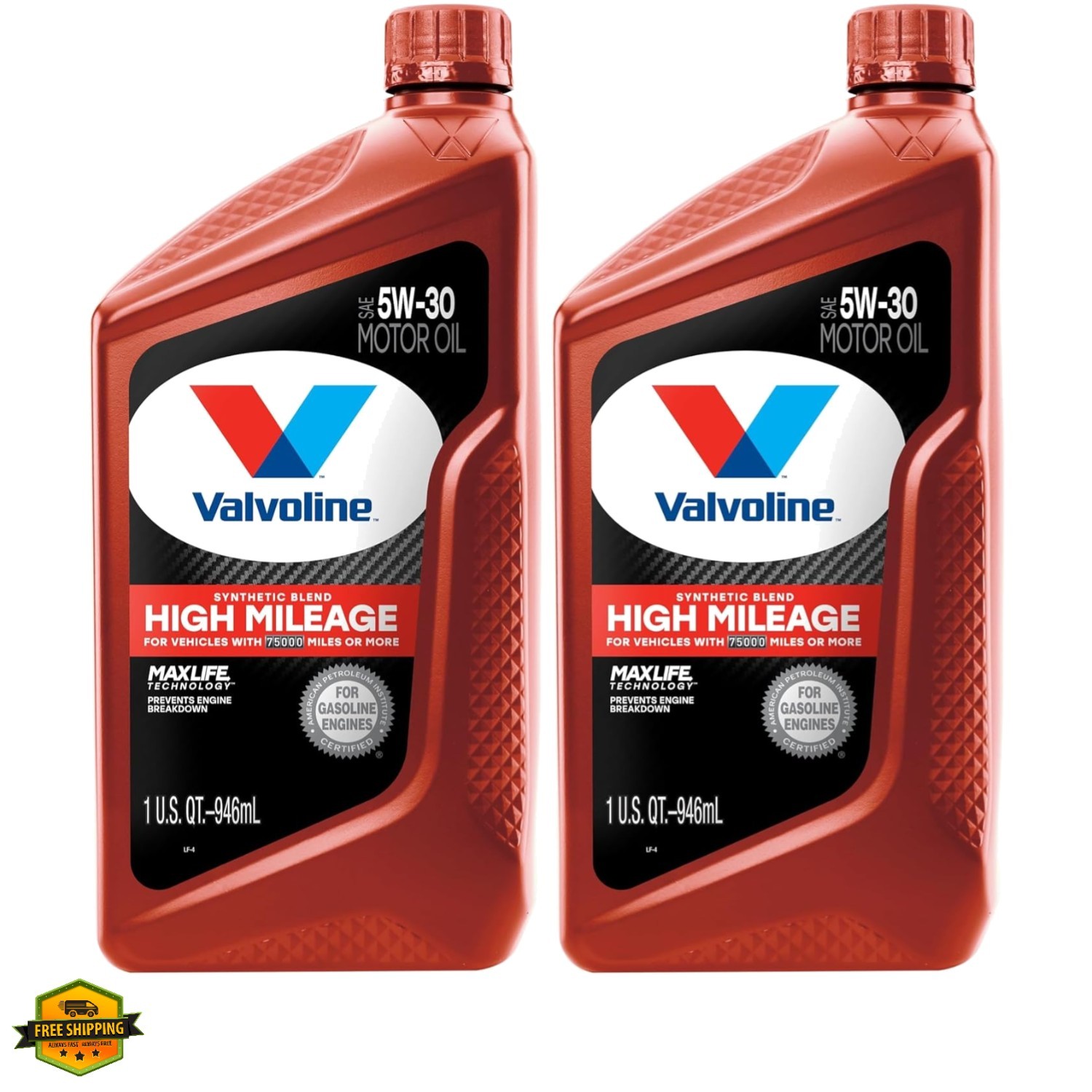 Motor Oil, 5W-30, 1 QT Pack of 2 | High Mileage | Synthetic Blend | MaxLife T…