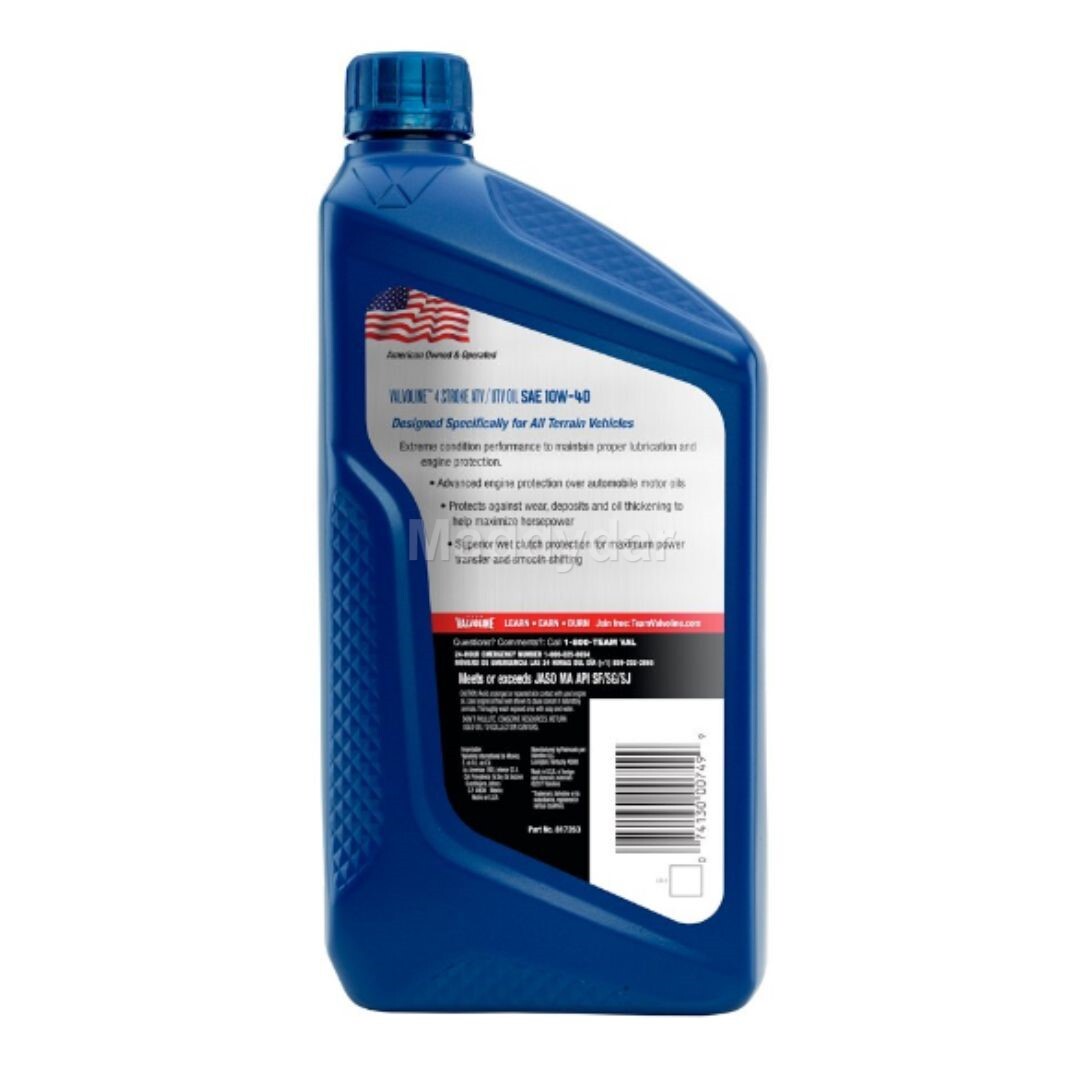 Valvoline SAE 10W-40 4-Stroke ATV/UTV Engine Oil – 1 Quart