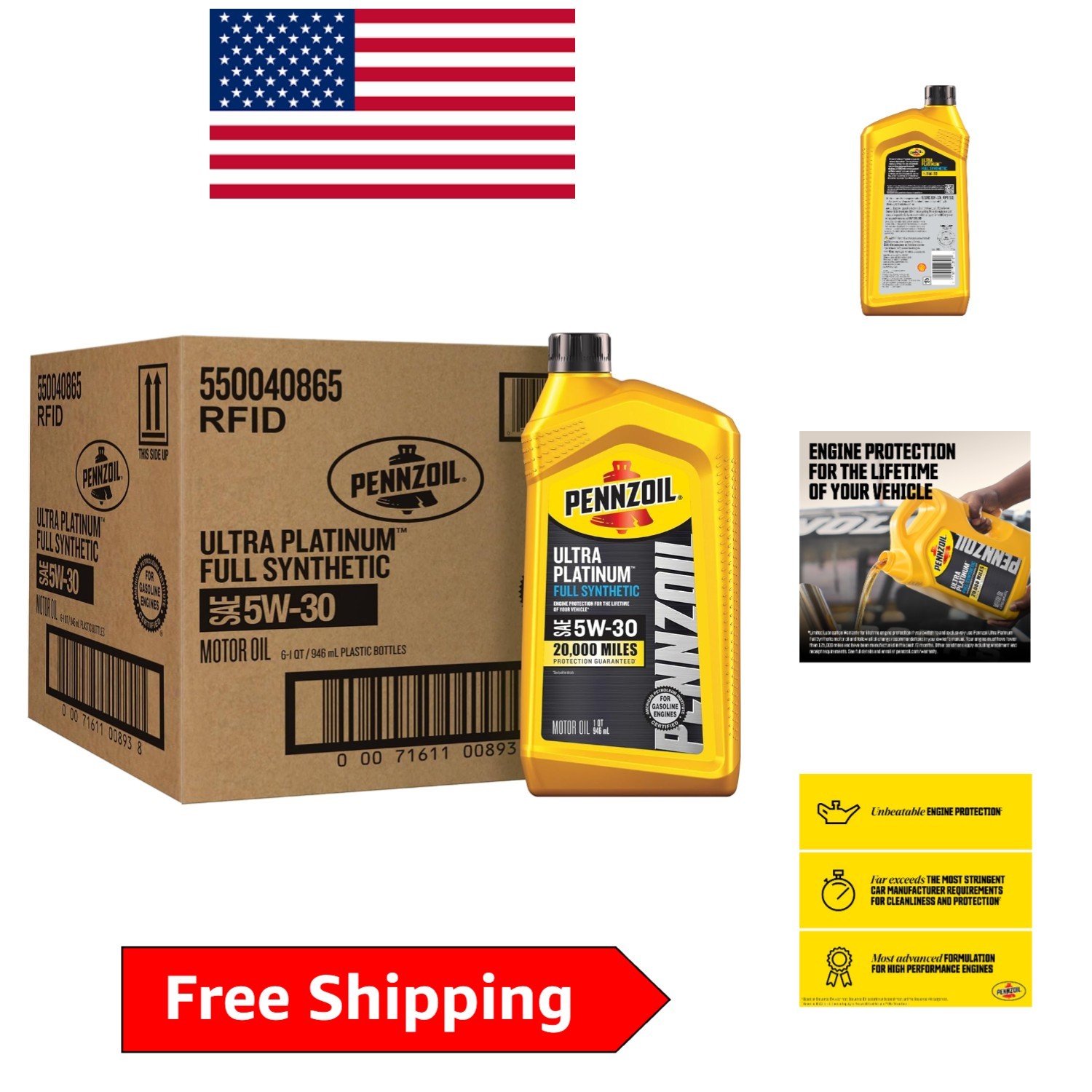 Ultra Platinum Full Synthetic 5W-30 Oil: 1 Quart Bottles for Maximum Performance