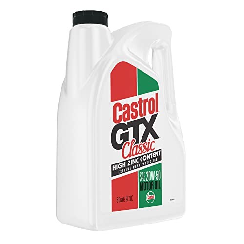 Castrol GTX Classic 20W-50 Conventional Motor Oil, 5 Quarts 5 Quarts, Amber