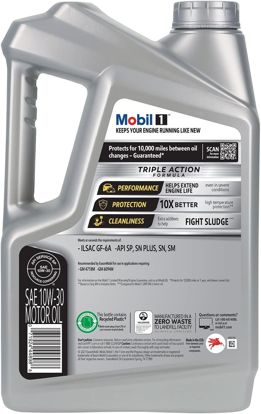 Mobil 1 Advanced Full Synthetic Motor Oil 10W-30, 5 Quart (Pack of 2)