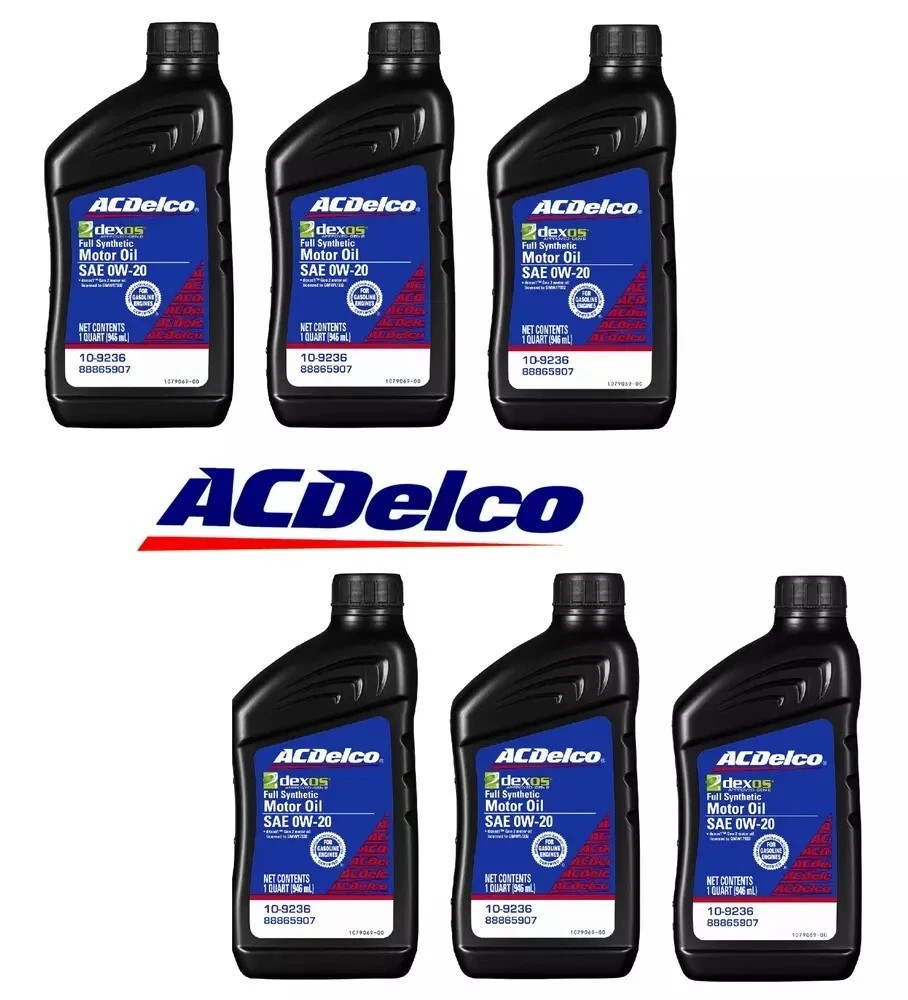 6 Pack AC Delco 10-9236 Fully Synthetic SAE 0W-20 Gen 2 Dexos1 Motor Engine Oil
