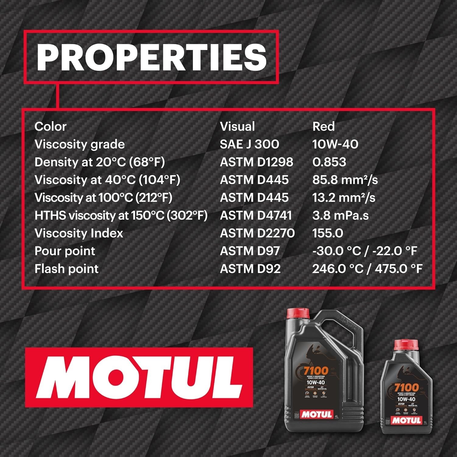 7100 4L 10W-40 Synthetic Motorcycle Oil – Ester Technology For Top Protection