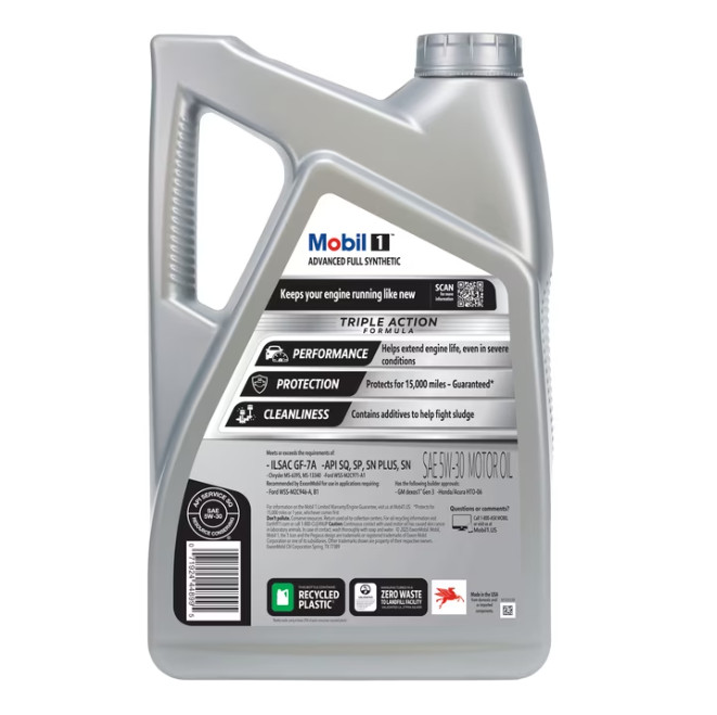 Mobil 1 Advanced Full Synthetic Motor Oil 5W-30, 5 Quart