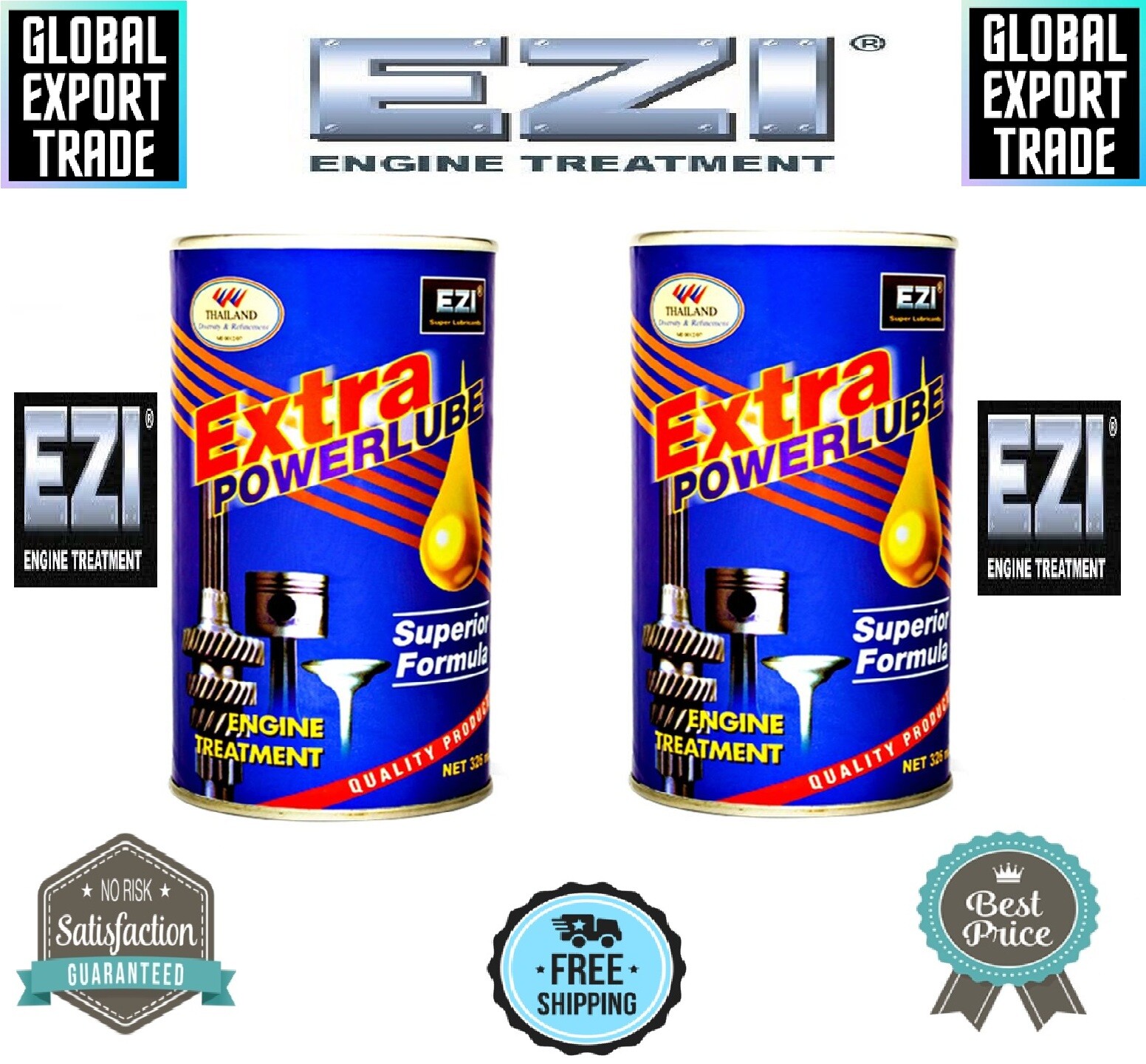 2 X EZI Extra Powerlube Superior Formula More than 100,000 km – 2 X 326ml