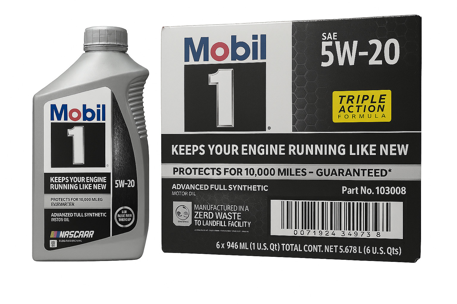Mobil 5W-20 Advanced Full Synthetic Motor Oil, Case of 6 – 1 Quart Bottles
