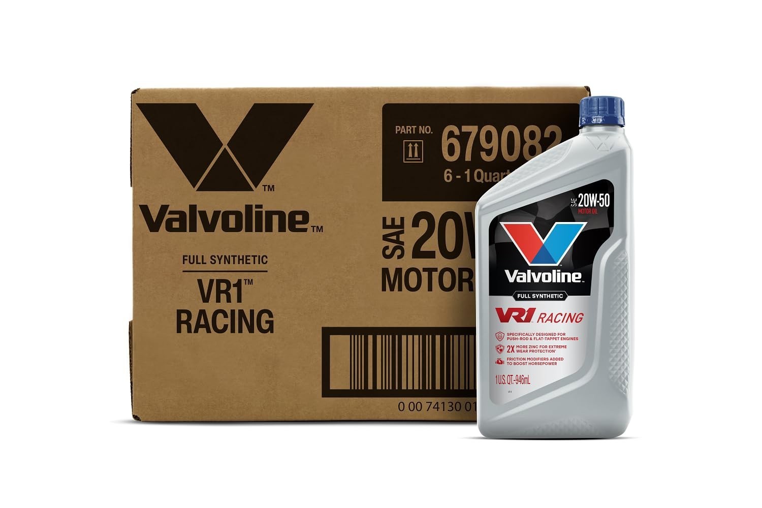 Valvoline VR1 Racing Synthetic 20W-50 Motor Oil, 1 Qt x 6 Pack