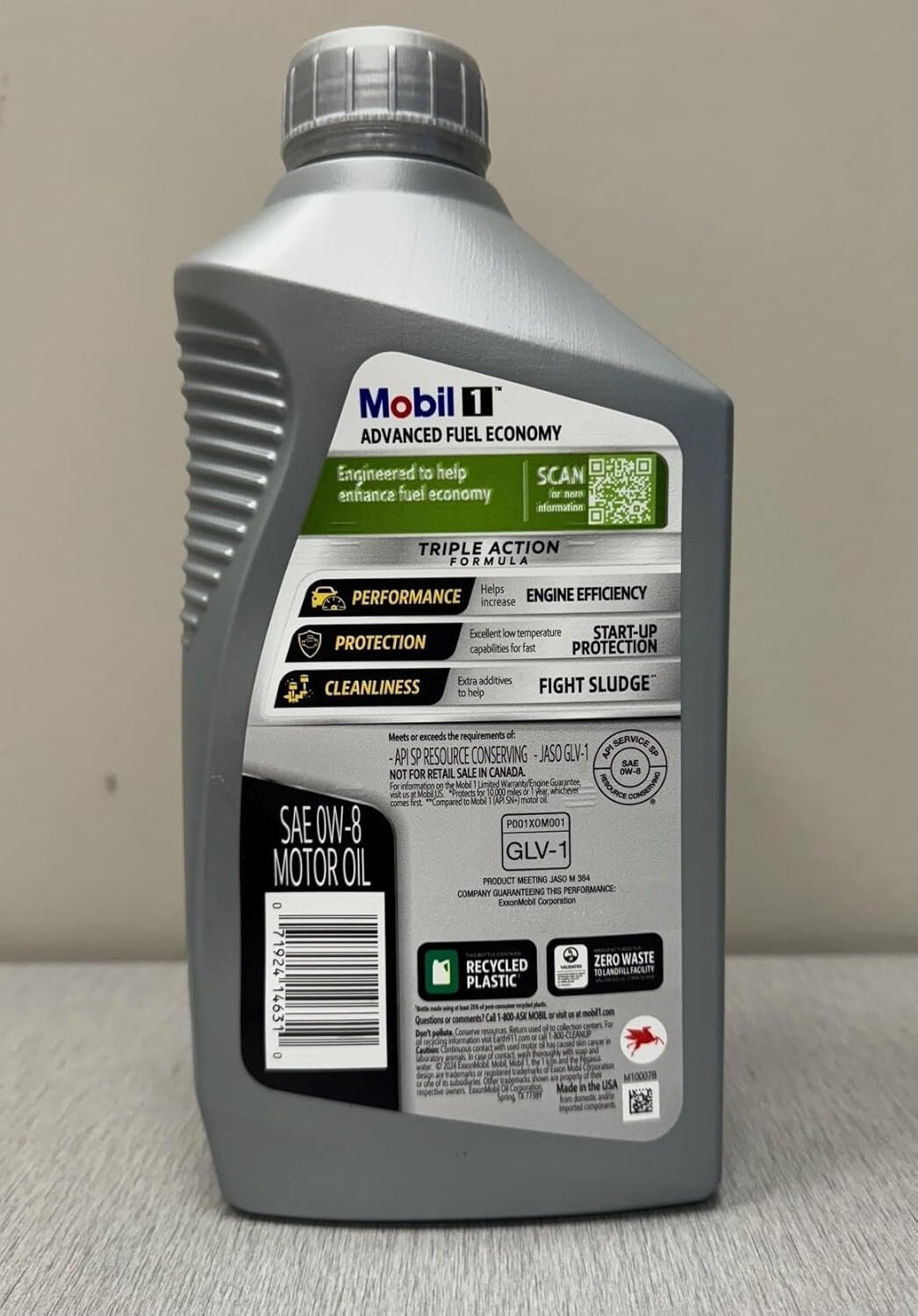 MOBIL 1 ADVANCE FUEL ECONOMY FULL SYN 0W8 MOTOR OIL 6/1 QTS
