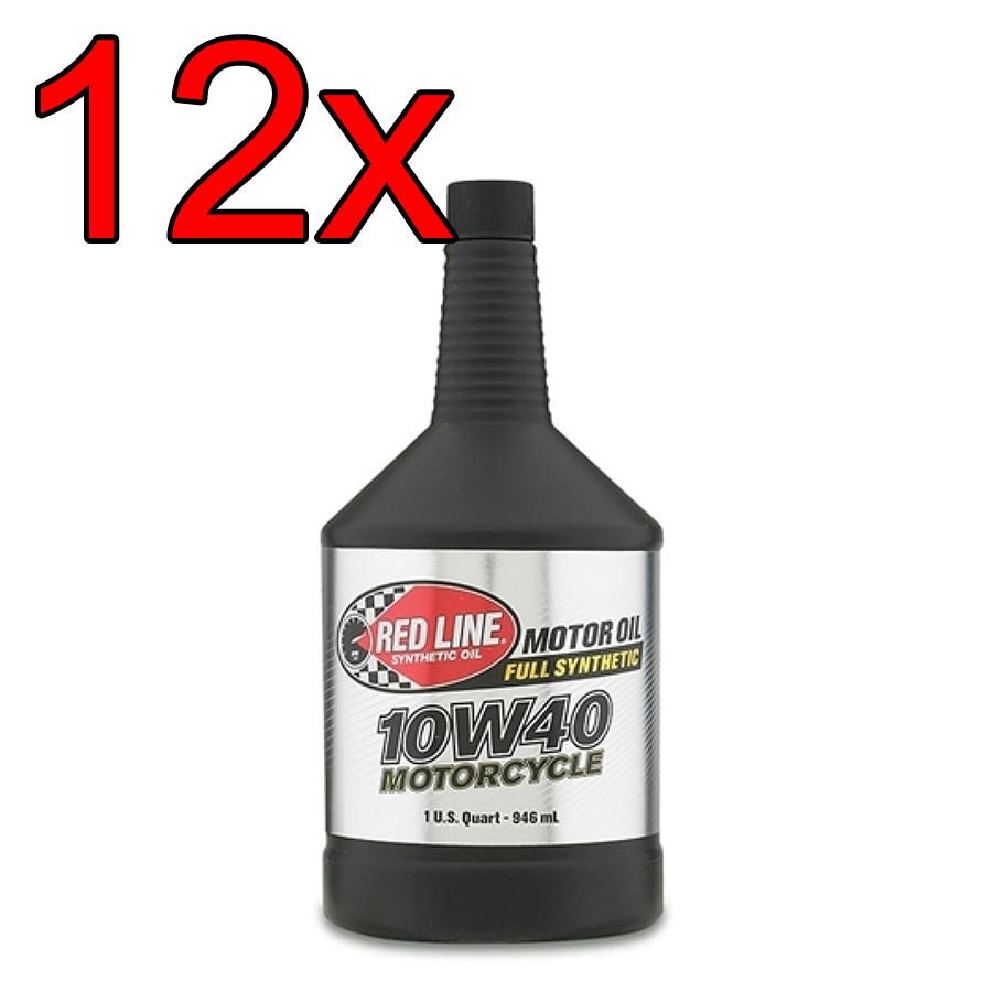 [Case of 12] Red Line Synthetic 10W40 Motorcycle Engine Motor Oil 1 Quart