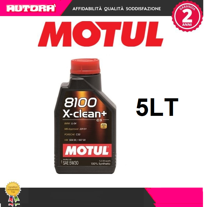 5lt Oil 8100 X Clean+ 5W30 C3 100% Synthetic (BRAND-MOTUL)..