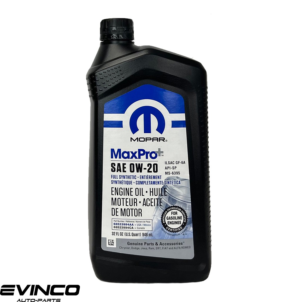 Mopar 0W20 Full synthetic Motor oil Case of 6 quarts Chrysler Jeep Dodge Ram