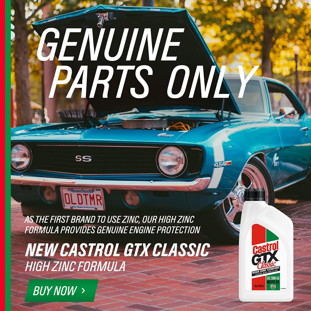 Castrol GTX Classic 20W-50 Conventional Motor Oil, 5 Quarts 5 Quarts, Amber