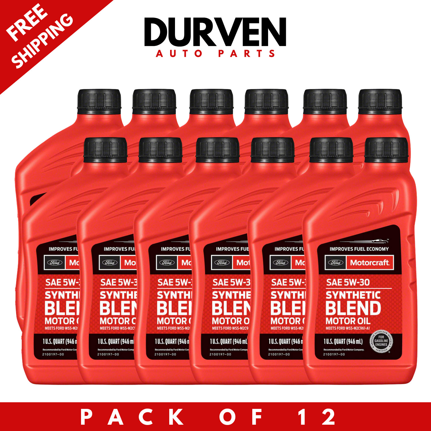 Motorcraft XO-5W30-Q1SP 5W-30 Synthetic Blend Motor Oil 1Qt for Ford 12-Pack
