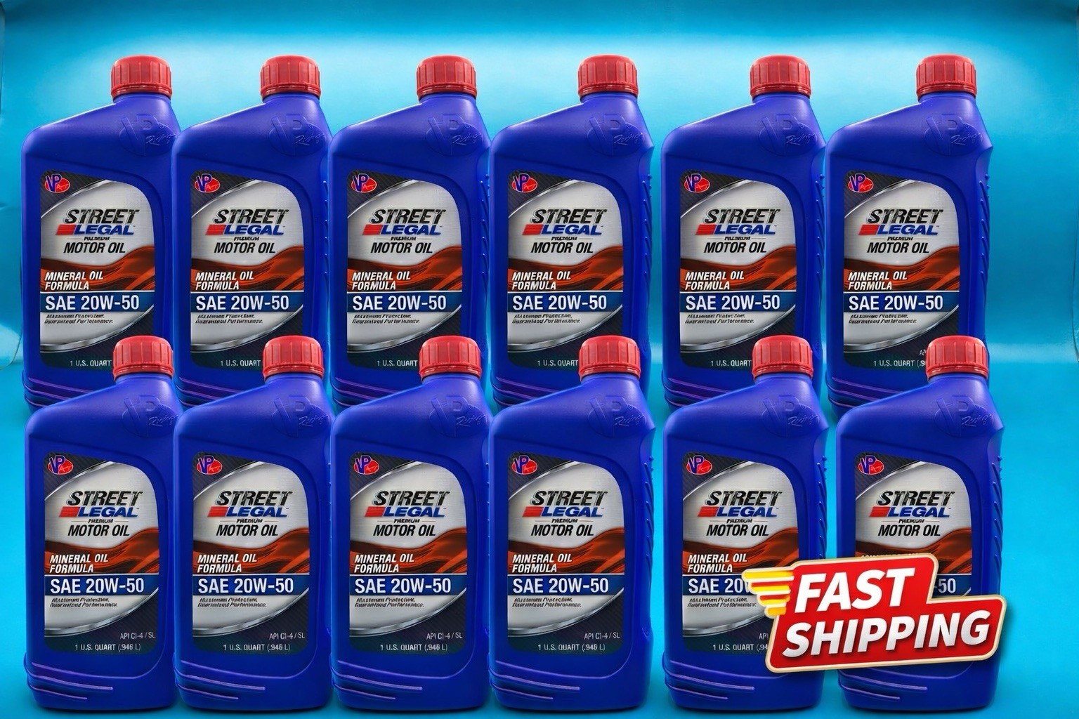 12 Quarts VP Racing Oil VP 20W50 HI-Performance Street Legal Mineral Syn-blend