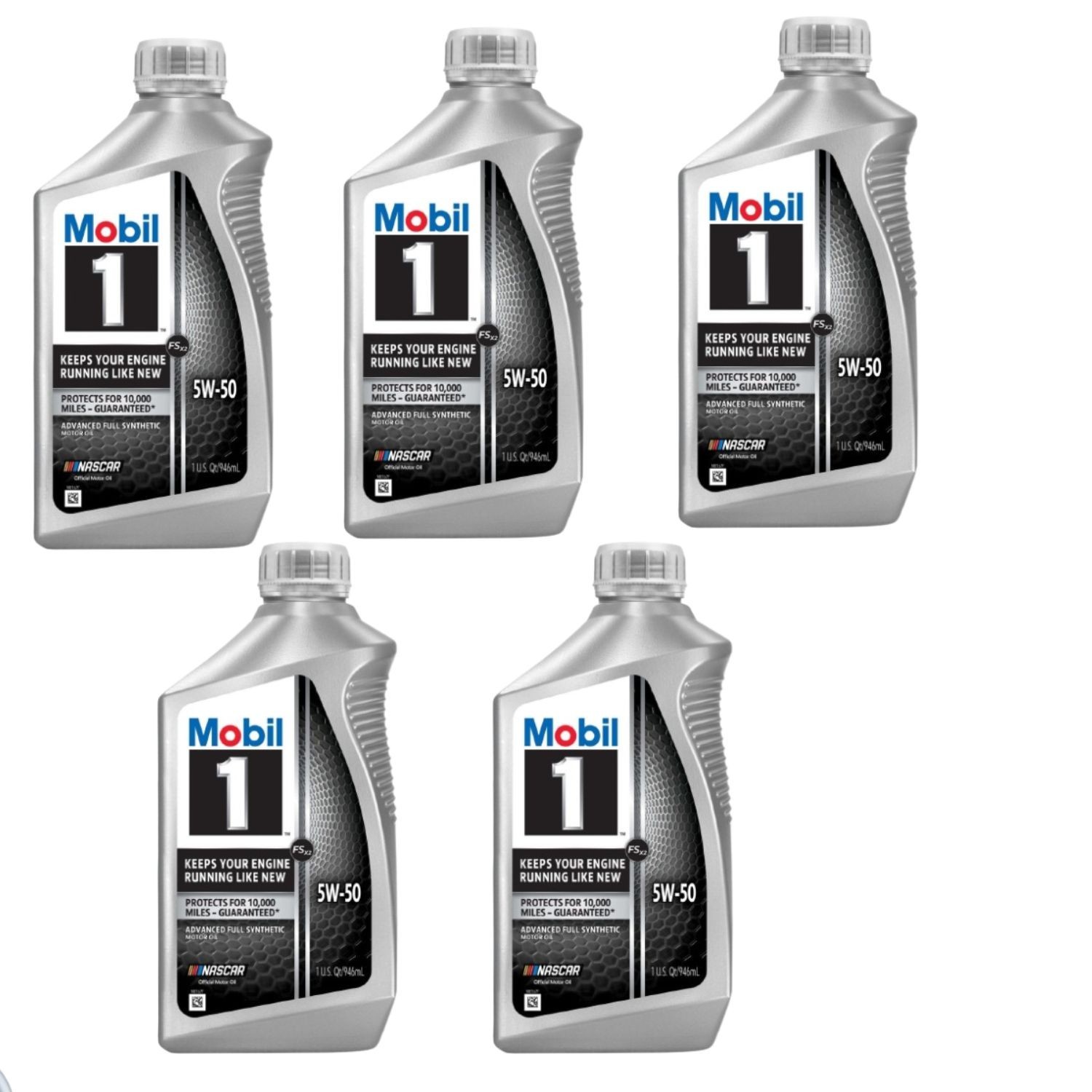 5 PACK- MOBIL 122075 Full Synthetic X2 5W-50; Mobil 1 European Car Formula