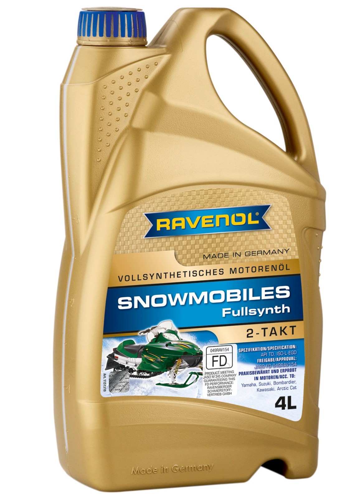 RAVENOL 2-Stroke Snowmobile Oil Full Synthetic – JASO FD Approved – 4L