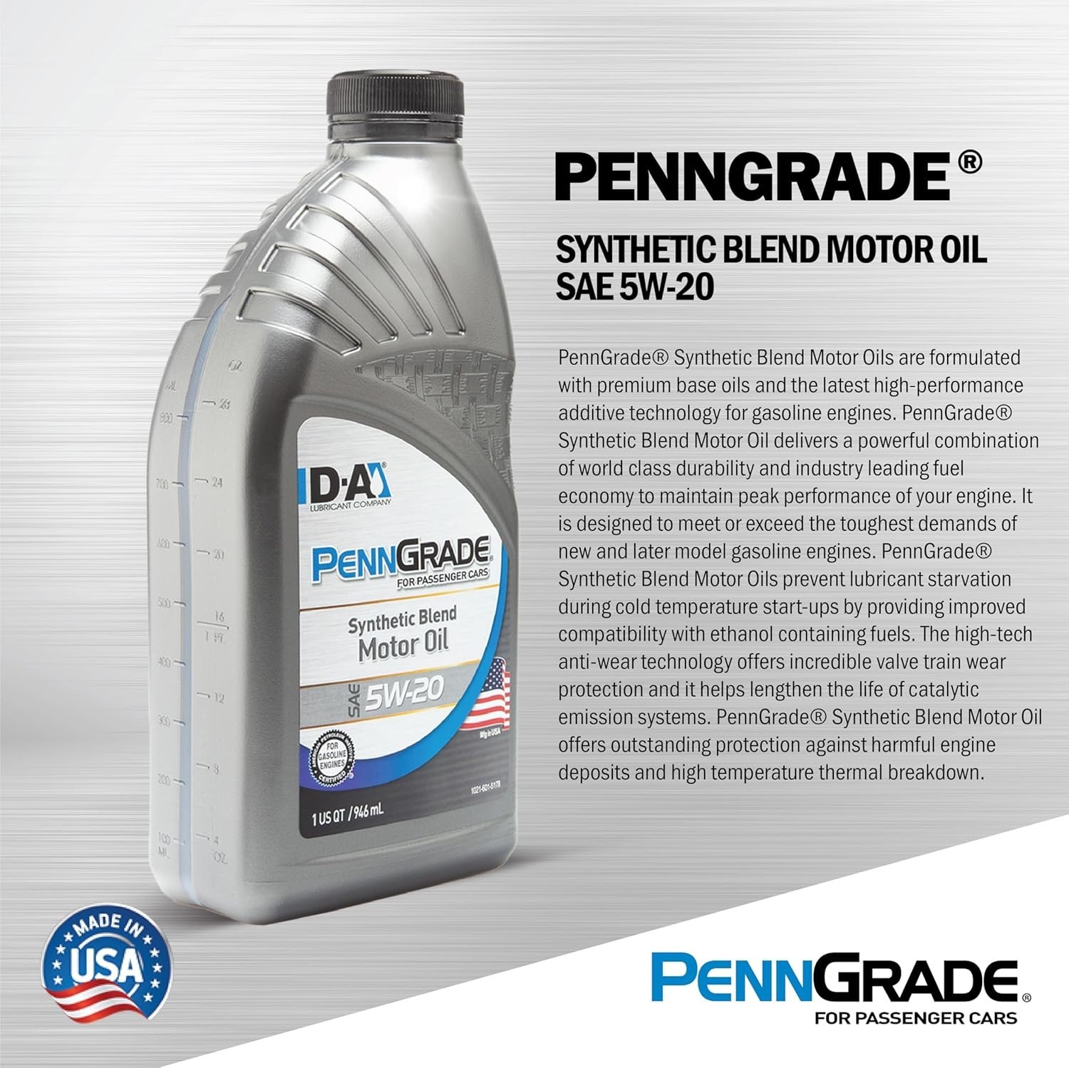 PENN GRADE 1 | 62715 | Synthetic Blend Oil SAE 5W-20 | 6 Gallon