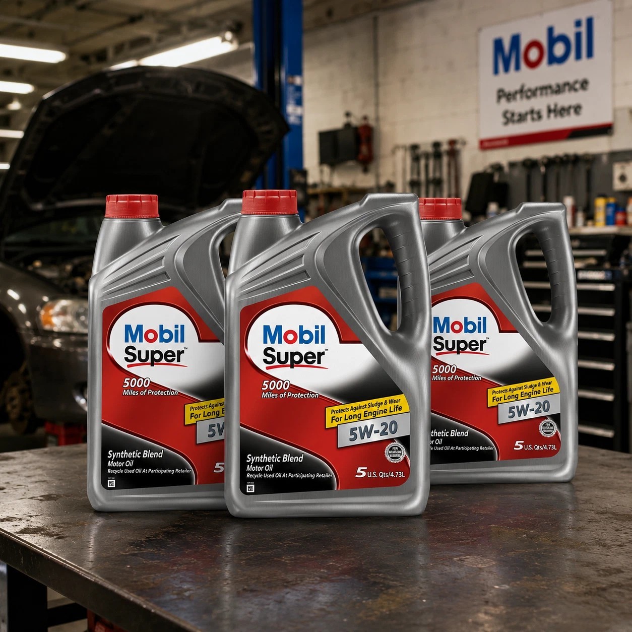 3PACK MOBIL 124408 Super 5W-20; Mobil Super; Synthetic Blend; SAE 5W-20; 5 Quart