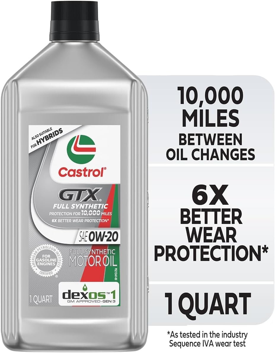 Castrol GTX Full Synthetic 0W-20 Motor Oil, 1 Quart (PACK OF 6 + FREE SHIPPING)