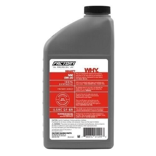 Factory Racing Parts 0W20 3.5Qt Oil Change Kit for Honda HR-V 1.8L 2016-2022