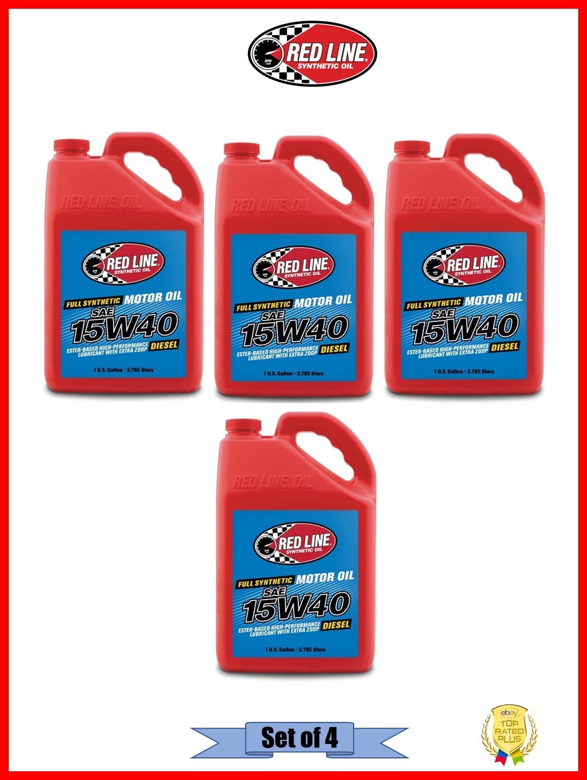 Red Line 15W40 Diesel Motor Oil Gallon API SM/SL/SJ/SH/SG/CF Set of 4 21405