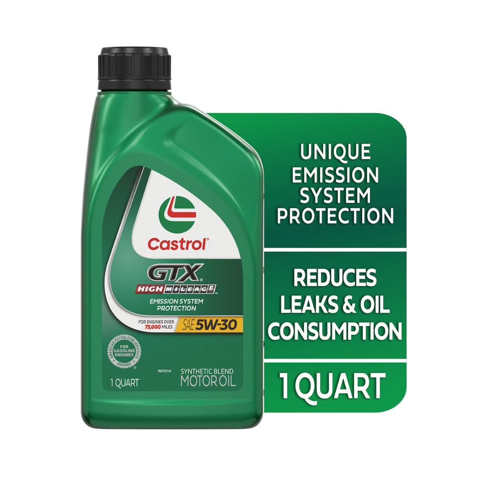 Castrol GTX High Mileage 5W-30 Synthetic Blend Motor Oil, 1 Quart (Pack of 5)