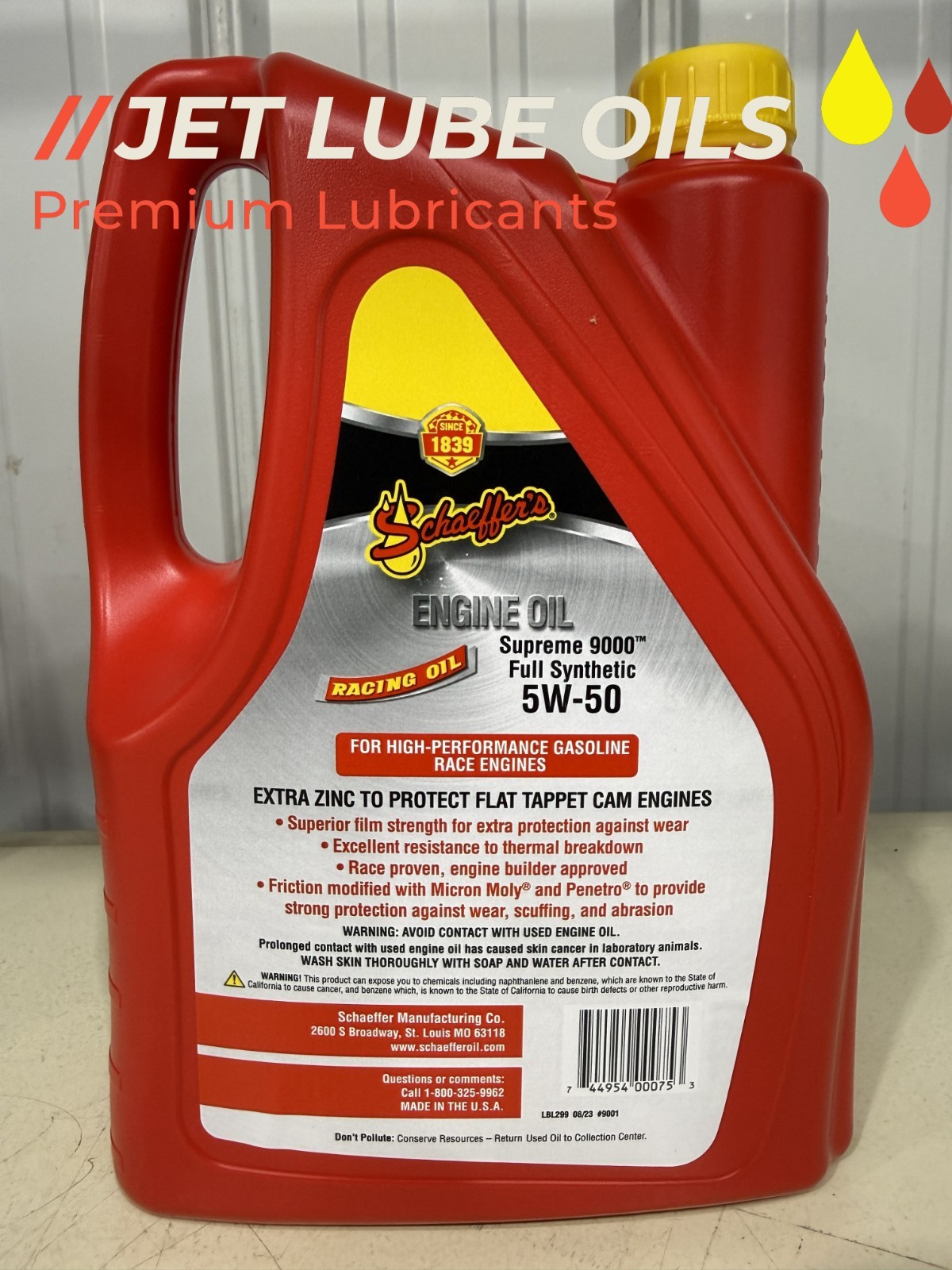 Schaeffer’s 5w-50 9001 Supreme Full Synthetic Racing Oil Extra Zinc 1 Gallon