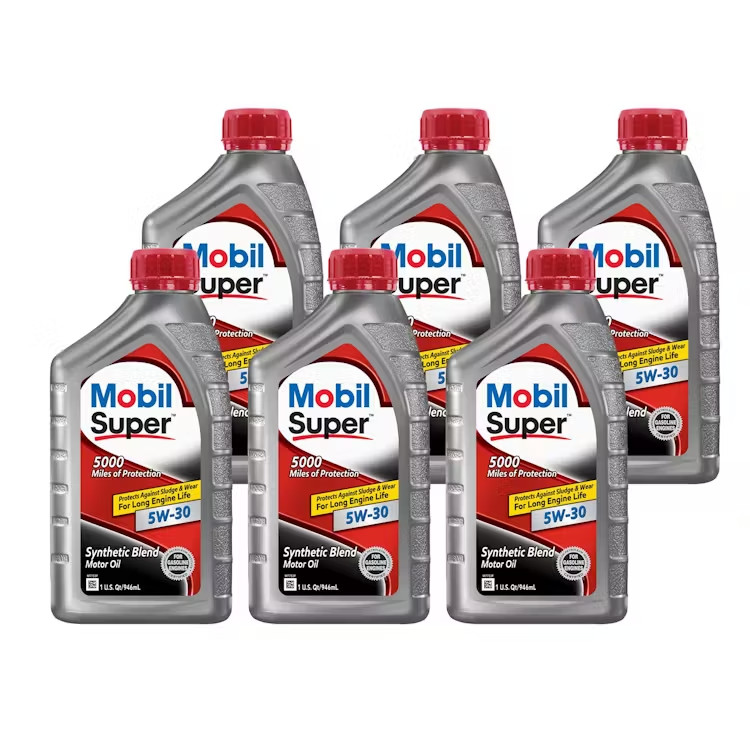 Mobil Super 5000 5W-30 Synthetic Blend Motor Oil (PACK OF 6) + FREE DELIVERY