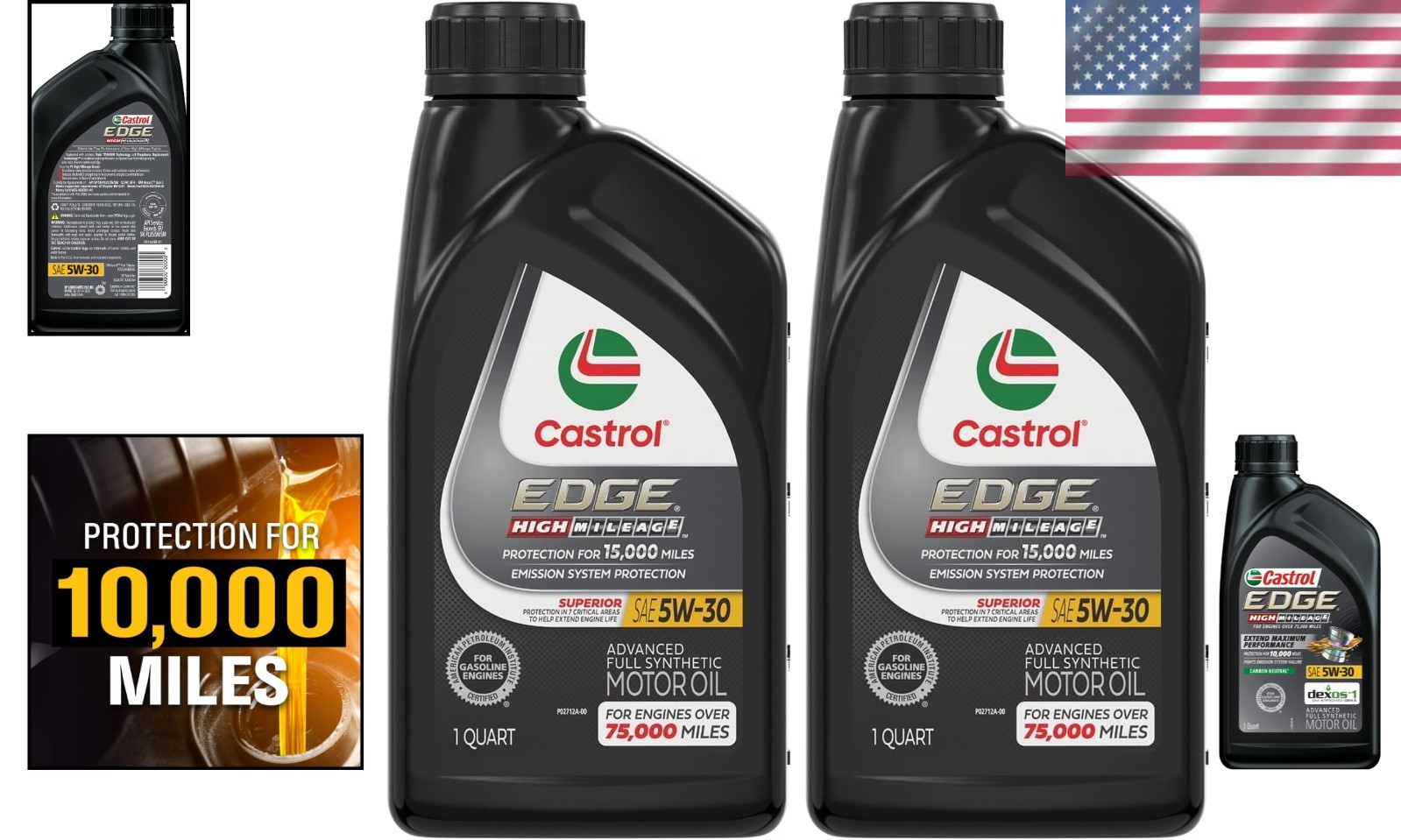 Edge 5W-30 Full Synthetic Motor Oil, 2 Pack – Universal Fit and High Mileage