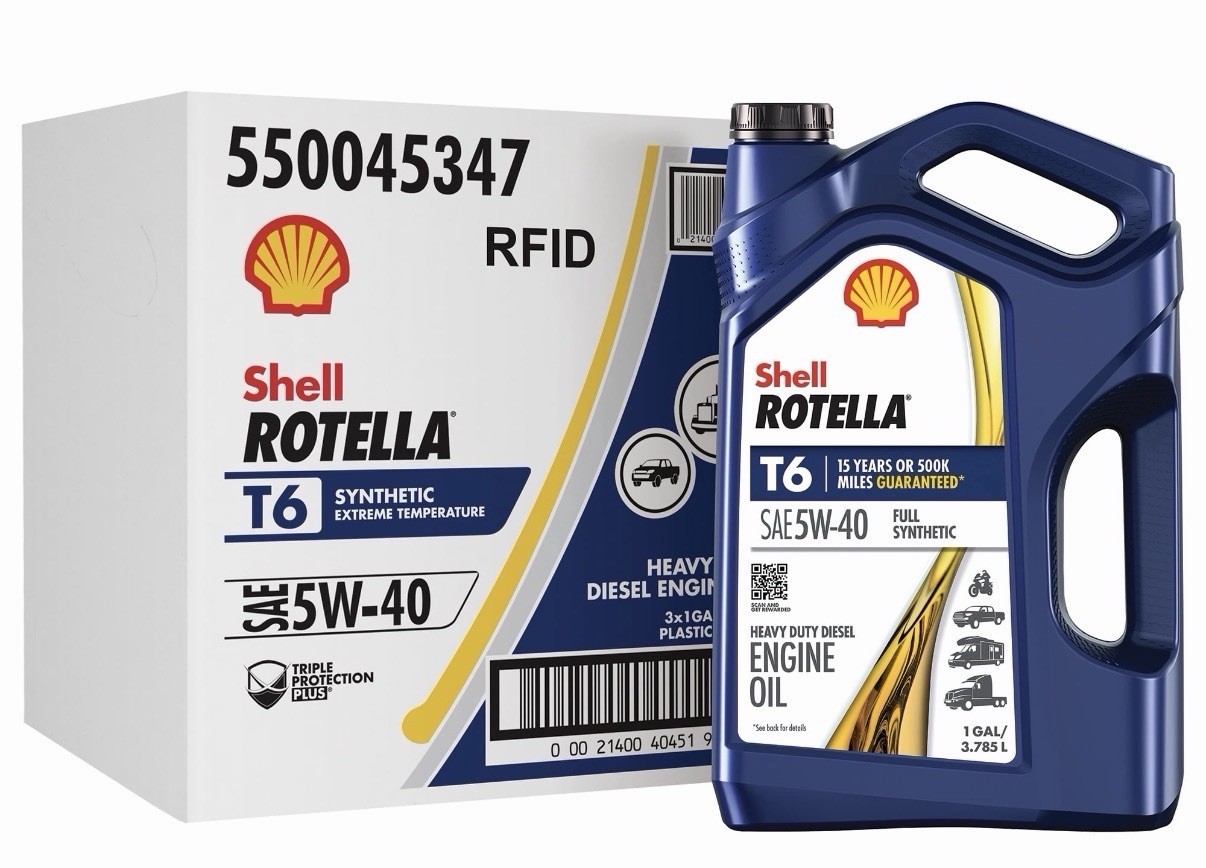 Shell Rotella T6 5W-40 Diesel Engine Oil Full Synthetic, 1 Gallon, Pack of 3