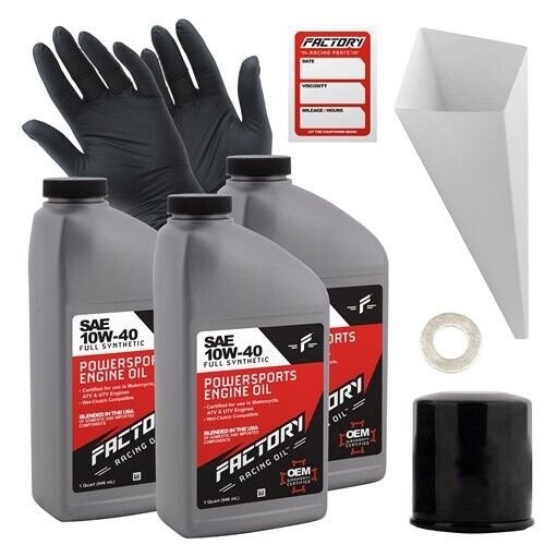 Factory Racing Parts SAE 10W-40 3qt Oil Change Kit Fits Kawasaki Ninja / Versys
