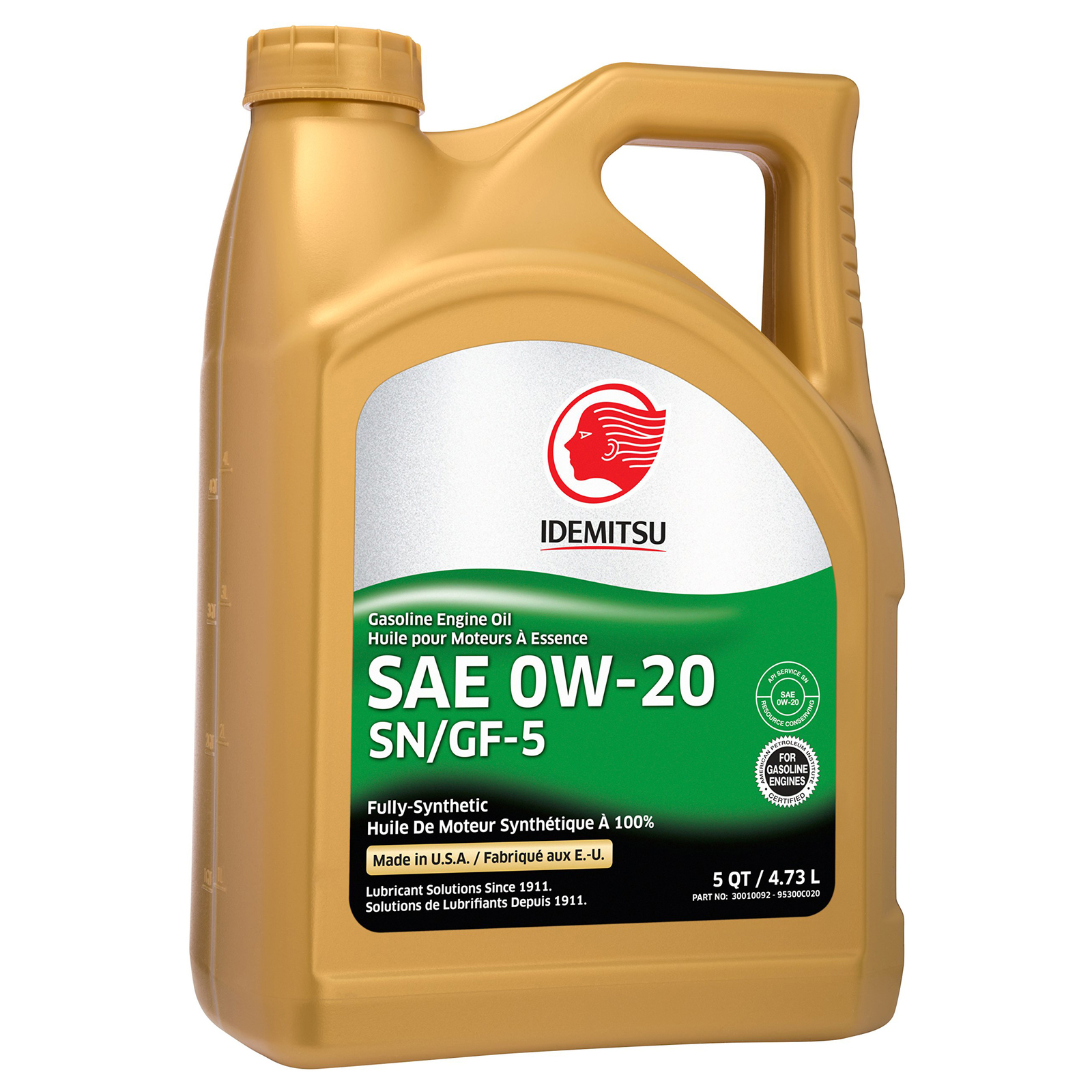 (5 Quarts) Idemitsu 30010092-95300C020 Full Synthetic 0W-20 Engine Oil SN/GF-5
