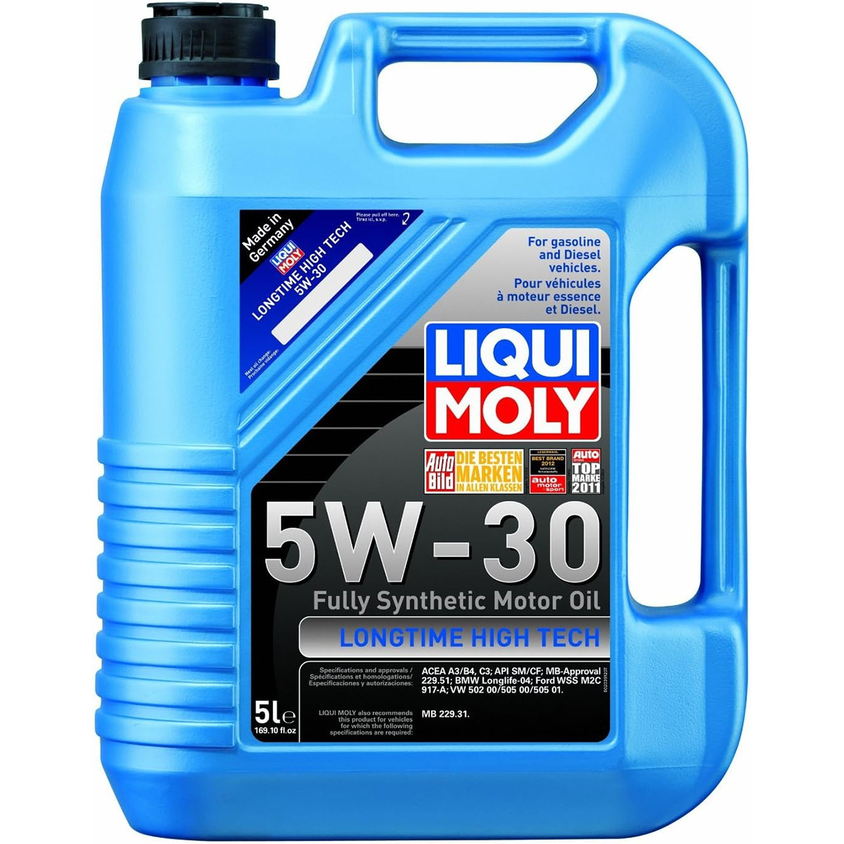 LIQUI MOLY 2039 Longtime High Tech SAE Full Synthetic Motor Oil 5W-30 – 5 Liters