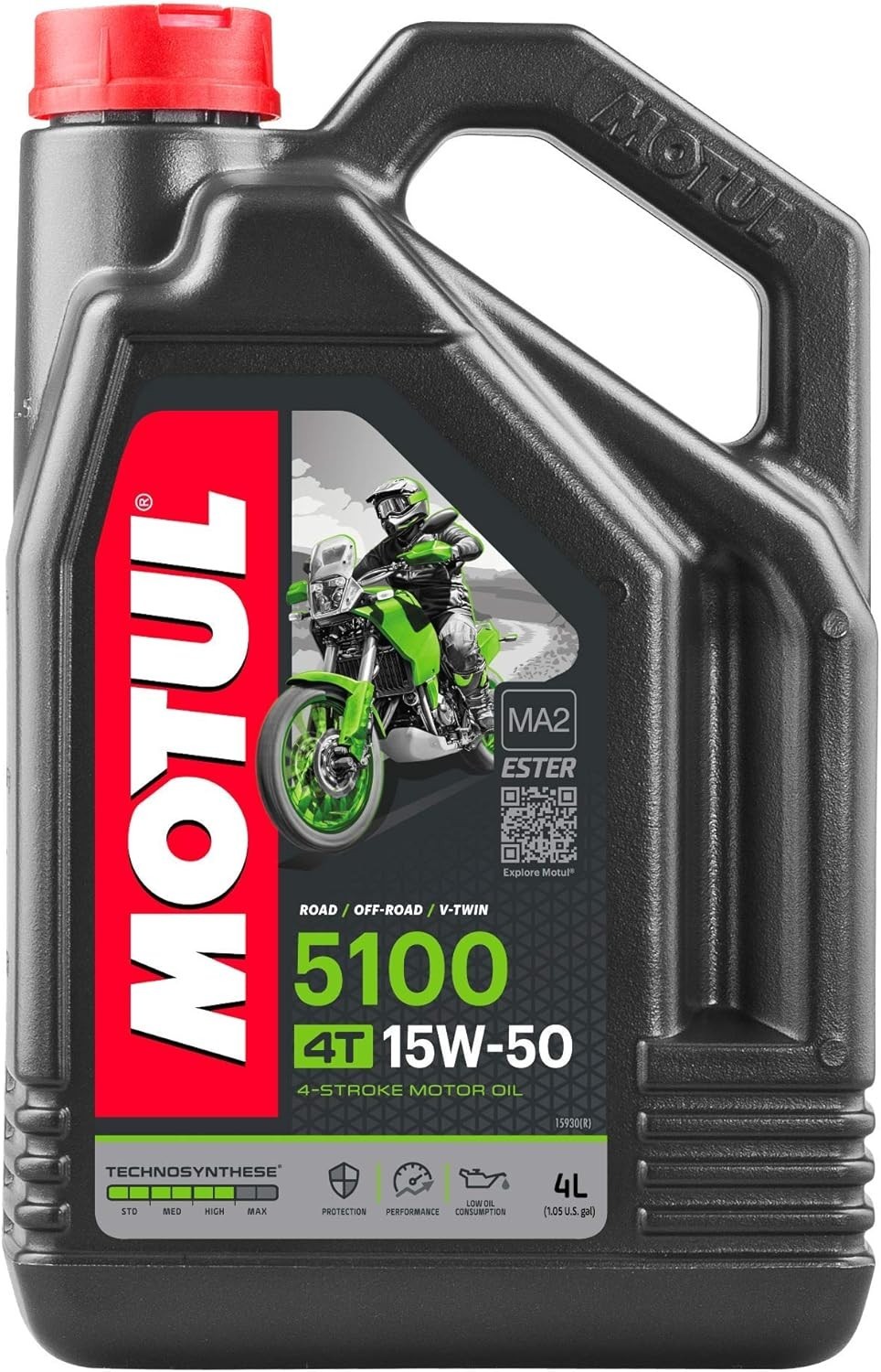 Motul 5100 15W-50 4T Motorcycle Oil – 4L, Ester Synthetic, JASO MA/MA2, API SL