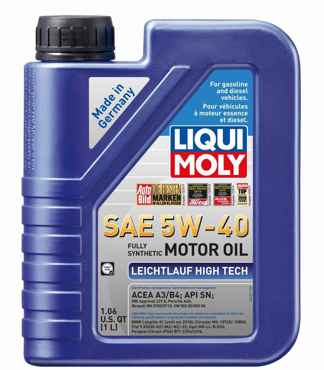 1 Quart Engine Oil LIQUI MOLY Leichtlauf High Tech 5W-40 Full Synthetic