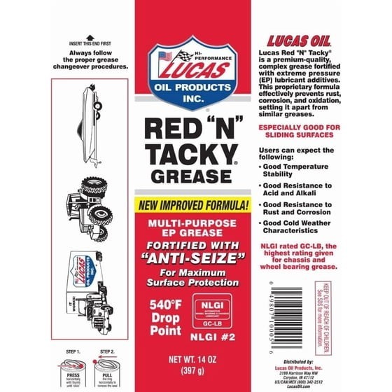 (4 pack) Lucas 10005 Red N Tacky EP Grease Multi-Purpose Lubricant 14 Oz