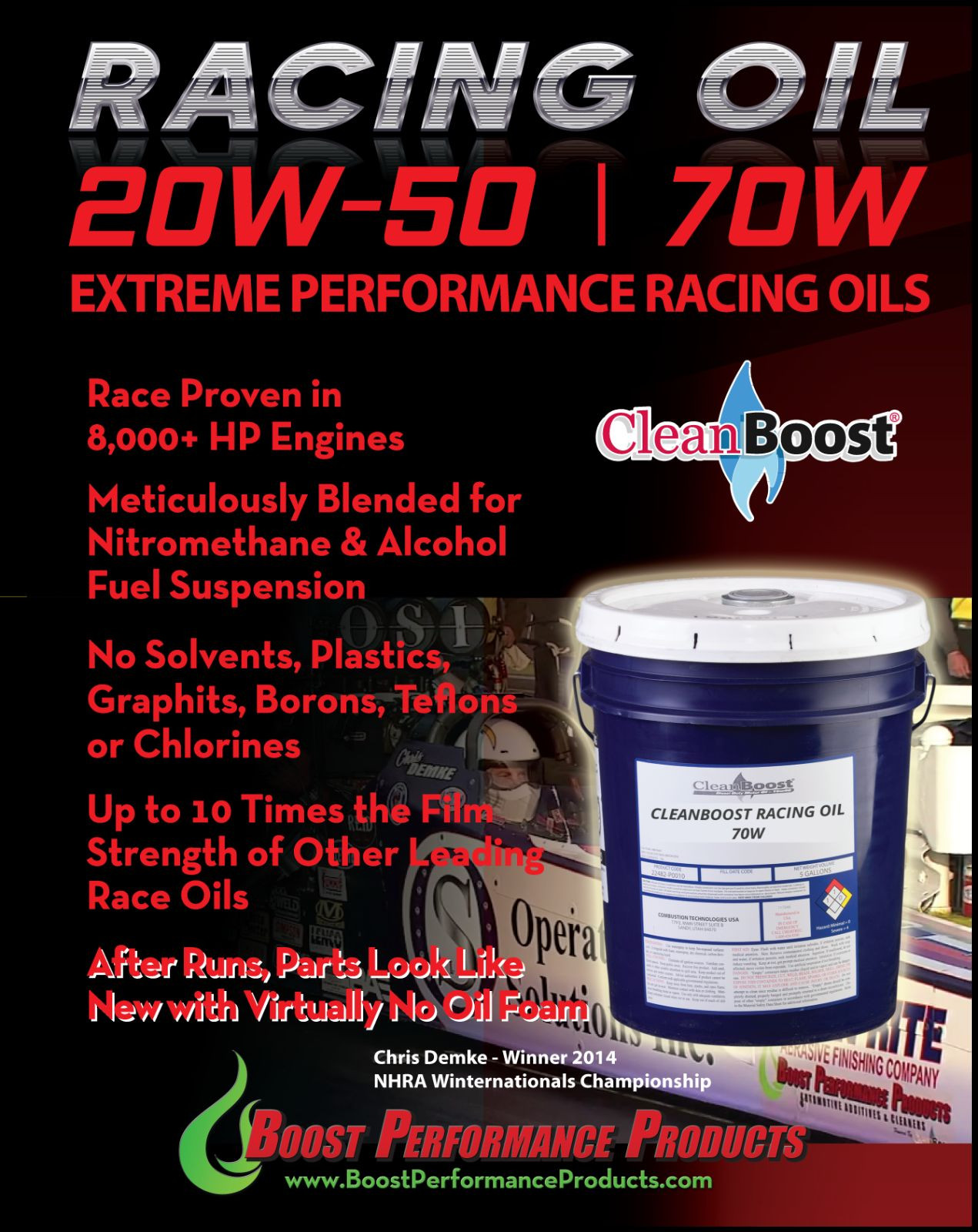 CleanBoost® 70W Race – Racing Engine Oil – 5 Gallon