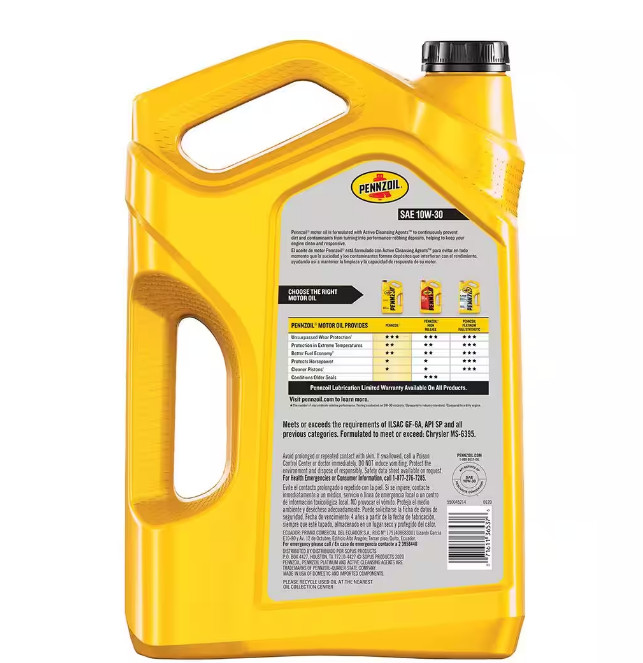 Pennzoil SAE 10W-30 Motor Oil – 5 Qt. – High-Quality Engine Lubricant NEW