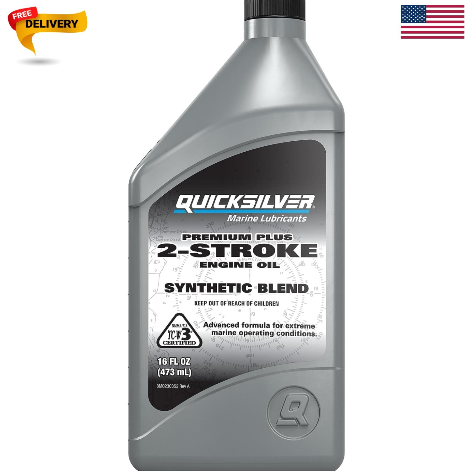 2-Stroke Plus Synthetic Blend Marine Engine Oil, 16oz