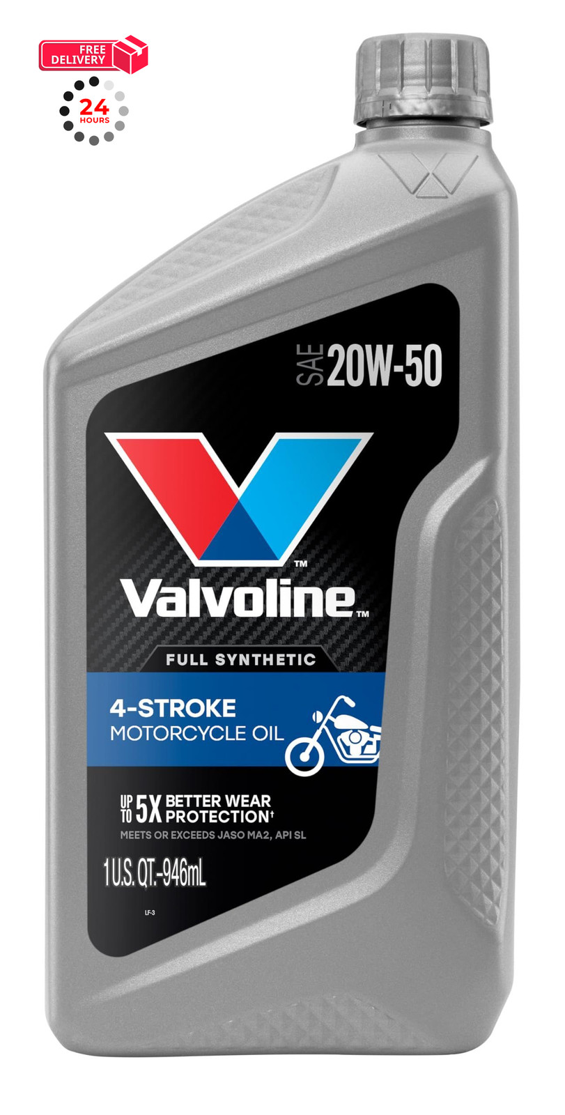 Valvoline 4-Stroke Motorcycle Full Synthetic 20W-50 Motor Oil 1 1 QT, Gold