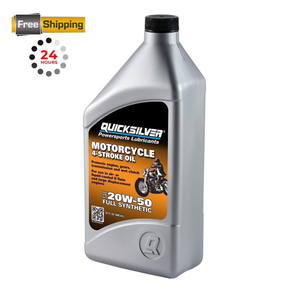 Quicksilver 20W-50 Full Synthetic Motorcycle Oil, 1 Quart Quart, Unspecified