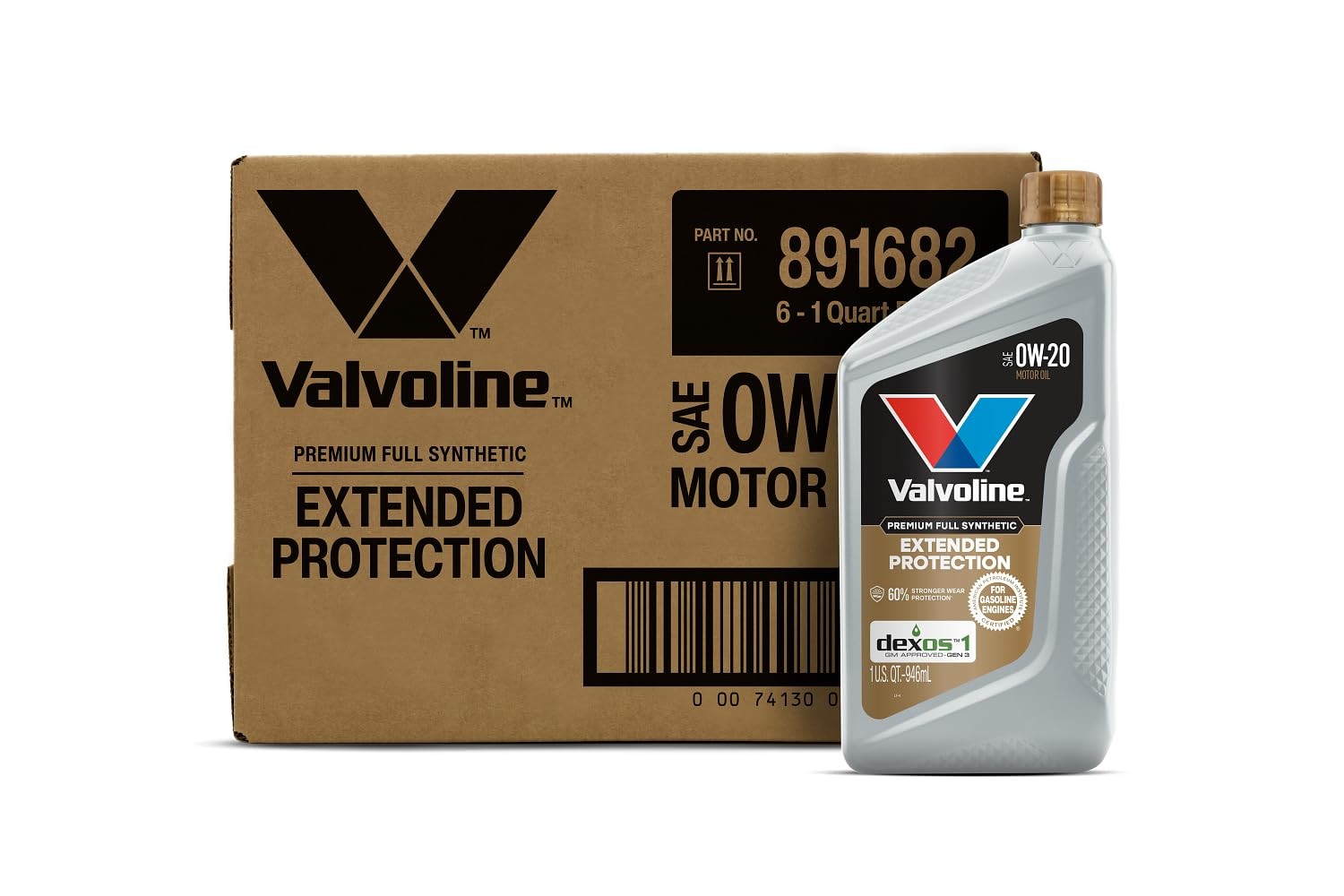 Valvoline Extended Protection Full Synthetic Motor Oil 1 QT, Pack of 6, Gold