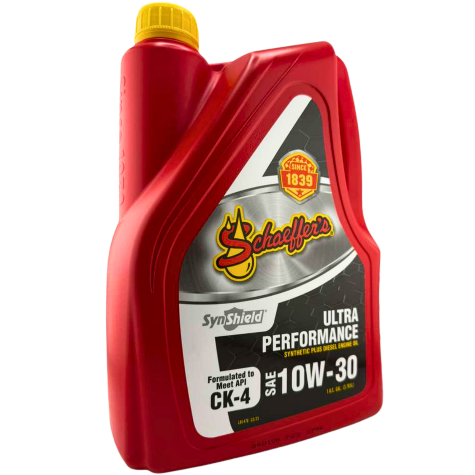 Schaeffer’s 722 SynShield Ultra Performance 10W-30 CK-4 Diesel Oil, 1 Gallon