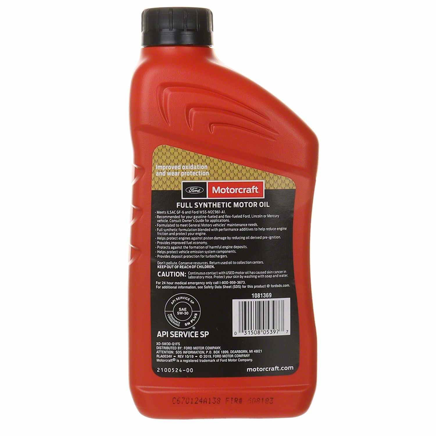 Motorcraft SAE 5W-30 Full Synthetic Engine Motor Oil Ford XO5W30Q1FS (12 Quarts)
