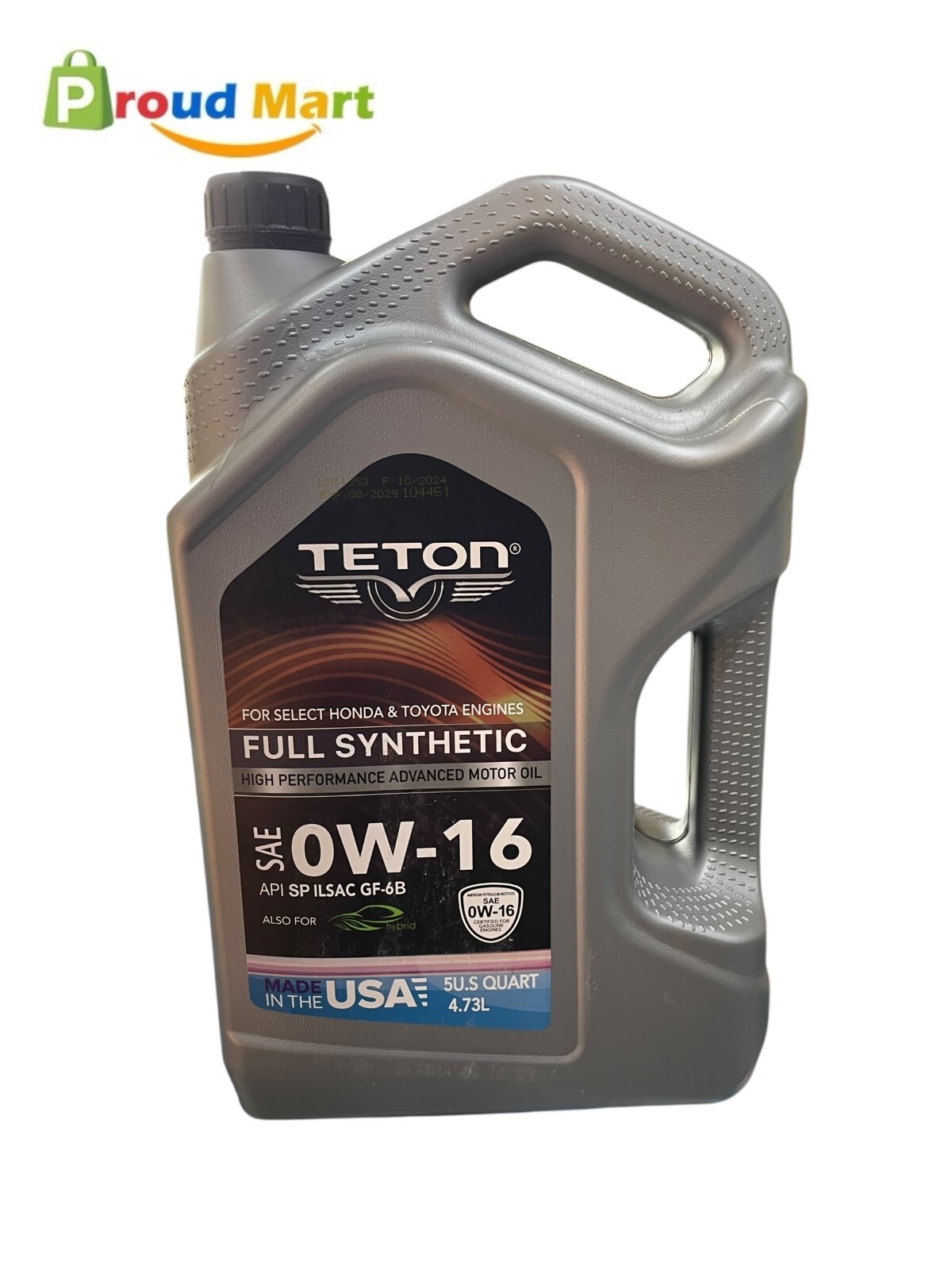 Lot of 3 Teton 0W-16 Full Synthetic Advanced Motor Oil 5 Quarts Made in USA