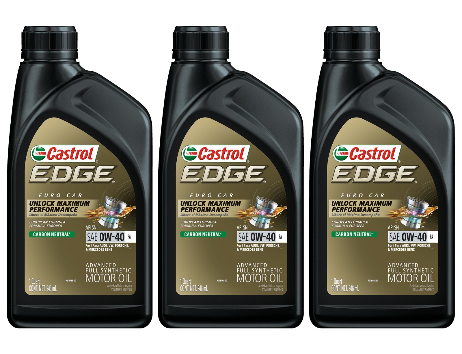 Castrol EDGE Euro Car 0W-40 PA Full Synthetic Motor Oil, Case of 6-1 Qt Bottles