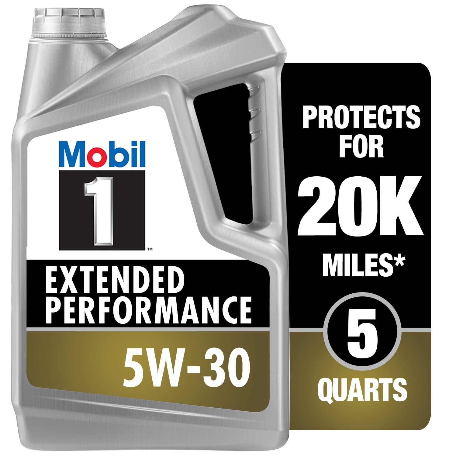 Mobil 1 Extended Performance Full Synthetic Motor Oil 5W-30, 5 5 Quart, Gray